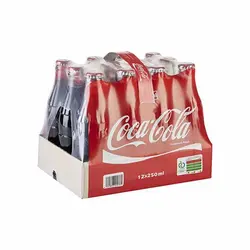 نوشابه کوکا کولا 250 سی سی شیشه ای (پک 12 عددی)