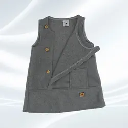 سارافان پشمی دخترانه،طوسی ،سه دکمه در جلو ،تک جیب در بغل آستین حلقه ای