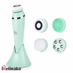 دستگاه فیس براش 4 کاره ضد آب شارژی مدل 2021 Beauty Machine Exfoliating Spa Kit Facial Cleansing Brush With Base