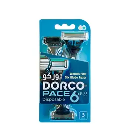 ژیلت مردانه دورکو 6 تیغ Dorco  بسته 3 عددی Dorco Pace 6 Shave Blade For Men Pack Of 3