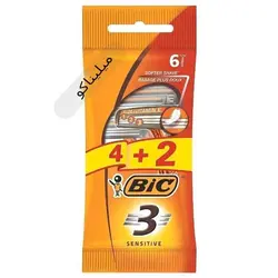 خودتراش سه تیغ بیک مدل Sensitive بسته 6 عددی