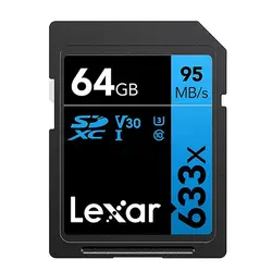 کارت حافظه لکسار SD U1 V10 633x ظرفیت 64 گیگابایت سرعت 95m/s