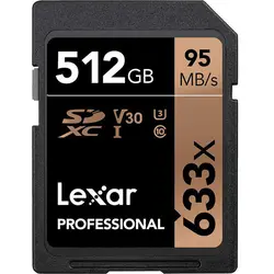 کارت حافظه SDHC لکسار مدل Professional کلاس 10 سرعت 95MBps ظرفیت 512 گیگ