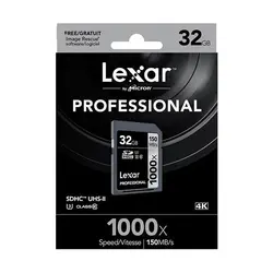 کارت حافظه SDHC لکسار مدل Professional کلاس 10 استاندارد UHS-II U3 سرعت 150MBps 1000X ظرفیت 32 گیگابایت