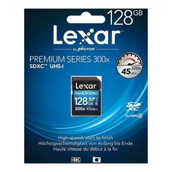کارت حافظه‌ SDXC لکسار مدل High-Performance کلاس 10 استاندارد UHS-I U1 سرعت 45MBps 300X همراه با آداپتور SD ظرفیت 128 گیگابایت