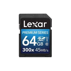 کارت حافظه‌ SDXC لکسار مدل High-Performance کلاس 10 استاندارد UHS-I U1 سرعت 45MBps 300X همراه با آداپتور SD ظرفیت 64 گیگابایت