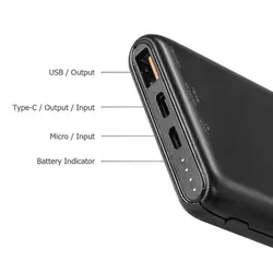 پاور بانک باسئوس مدل Bipow PPDML-01 ظرفیت 10000 میلی آمپر سیاه