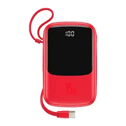 پاوربانک type-c مدل Baseus Qpow Digital Display 3A Power Bank  ظرفیت 10000 mAh قرمز