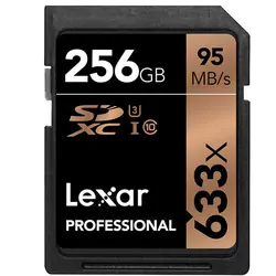 کارت حافظه SDHC لکسار مدل Professional کلاس 10 سرعت 95MBps ظرفیت 256 گیگ