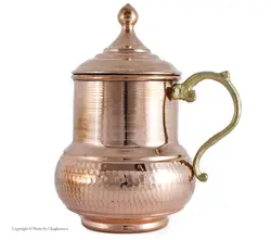 پارچ کوچک  درب دار مسی سایز1 مدل نقلی، چکش خورده و کاربردی