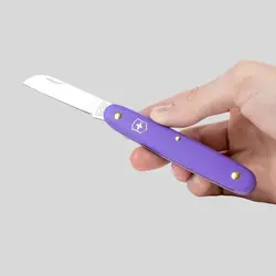 چاقوی باغبانی گل آرایی و  قلمتراش خوشنویسی ویکتورینوکس سوئیس بنفش