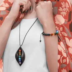 گردنبند آغوش 7 سنگ (چوب ونگه آفریقا)