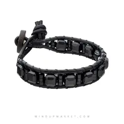 دستبند مکعب تاریک - دستبندی با سنگ عقیق و تورمالین | مایند آپ مارکت