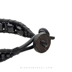 دستبند مکعب تاریک - دستبندی با سنگ عقیق و تورمالین | مایند آپ مارکت