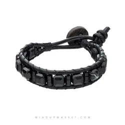 دستبند مکعب تاریک - دستبندی با سنگ عقیق و تورمالین | مایند آپ مارکت