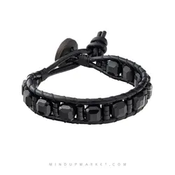 دستبند مکعب تاریک - دستبندی با سنگ عقیق و تورمالین | مایند آپ مارکت