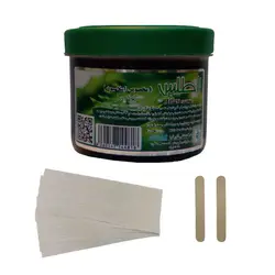 موم موبر اطلس مدل آلوئه ورا حجم 300 میلی لیتر به همراه پد اپیلاسیون بسته 10 عددی و آبسلانگ موم بسته 2 عددی