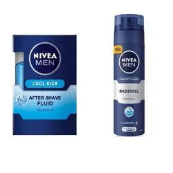 ژل اصلاح نیوآ مدل Protect And Care حجم 200 میلی لیتر به همراه فلوئید افترشیو مدل Cool kick حجم 100 میلی‌لیتر