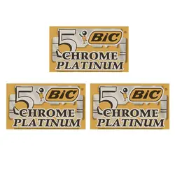 تیغ یدک سنتی  بیک مدل Platinum Chromium Double Edge مجموعه 3 عددی