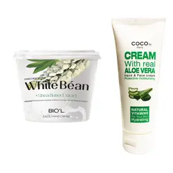 کرم مرطوب کننده بیول مدل White Bean حجم 250 میلی لیتر به همراه کرم مرطوب کننده کوکولا پاریس مدل آلوئه ورا حجم 75 میلی لیتر