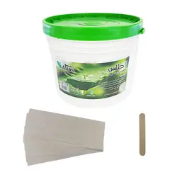 موم موبر اطلس مدل آلوئه ورا حجم 3700 میلی لیتر به همراه پد اپیلاسیون بسته 50 عددی و آبسلانگ موم بسته 10 عددی