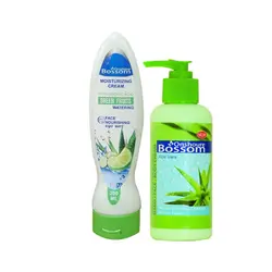 کرم آبرسان انشور بوسوم مدل آلوئه ورا حجم 250 میلی لیتر به همراه کرم مرطوب کننده مدل میوه های سبز حجم 200 میلی لیتر