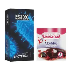 کاندوم سیکس مدل Anti Bacterial بسته 12 عددی به همراه کاندوم شادو مدل Morning بسته 3 عددی