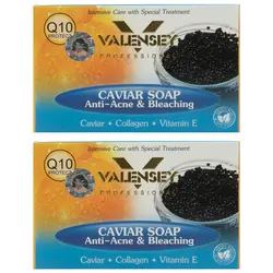 صابون ضد جوش والنسی مدل خاویار وزن 120 گرم مجموعه 2 عددی
