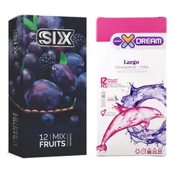 کاندوم سیکس مدل Mix Fruits بسته 12 عددی به همراه کاندوم ایکس دریم مدل Largo بسته 12 عددی