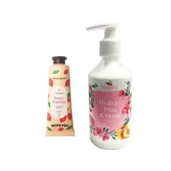 کرم آبرسان و مرطوب کننده سوپکس مدل هلو حجم 250 میلی لیتر به همراه کرم مرطوب کننده ویت یو مدل Rosey Rosehip حجم 50 میلی لیتر