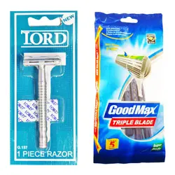 خود تراش گود مکس مدل triple blade بسته 5 عددی به همراه خود تراش و تیغ یدک لرد کد G-157