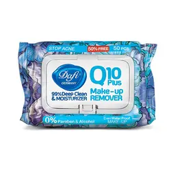 دستمال مرطوب پاک کننده آرایش Q10 دافی طرح گل آبی