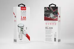 شارژر فندکی دو پورت سریع الدینیو LDNIO Silver Rim 3.4A Car Charger | DL-C29