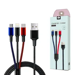 کابل شارژ و دیتا WUW X101 Charge & Data 3 in 1 Cable