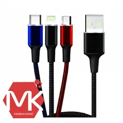 کابل شارژ و دیتا WUW X101 Charge & Data 3 in 1 Cable