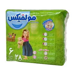 پوشک مولفیکس سایز ۶ خیلی خیلی بزرگ مخصوص کودکان بالای ۱۵ کیلوگرم 28 عدد