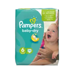 پوشک سایز ۶ پمپرز مدل Baby Dry بسته ۱۹ عددی