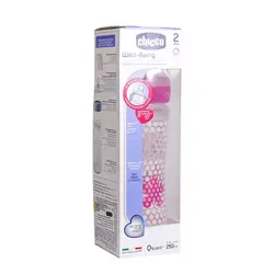 شیشه شیر ول بینگ دخترانه چیکو از 2 ماهگی 250 میلی لیتر