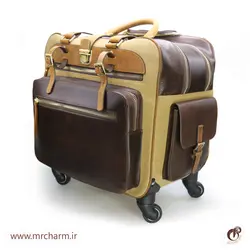 چمدان چرخدار چرم و برزنت mrch30060