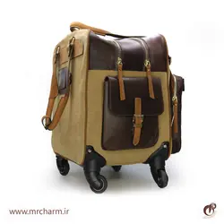 چمدان چرخدار چرم و برزنت mrch30060