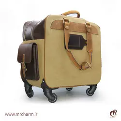 چمدان چرخدار چرم و برزنت mrch30060