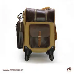 چمدان چرخدار چرم و برزنت mrch30060