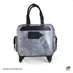 چمدان چرم نقره ای تراولی mrc168-15