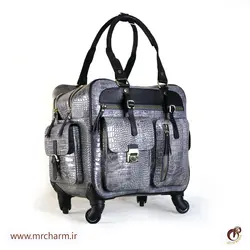 چمدان چرم نقره ای تراولی mrc168-15