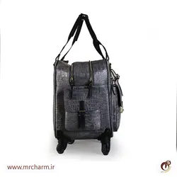 چمدان چرم نقره ای تراولی mrc168-15