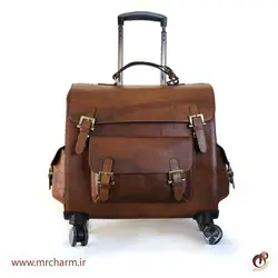چمدان تمام چرم قهوه ای تیره mrc168-13