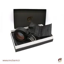 ست کیف پول و کمربند چرم شترمرغ mrc1211-13