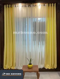پرده آماده کتان گارنت لیمویی