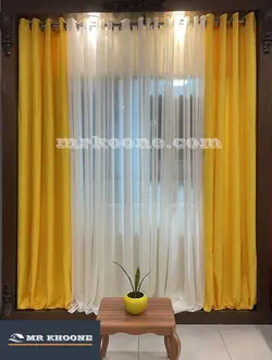 پرده آماده کتان گارنت لیمویی
