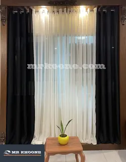 پرده آماده کتان گارنت مشکی